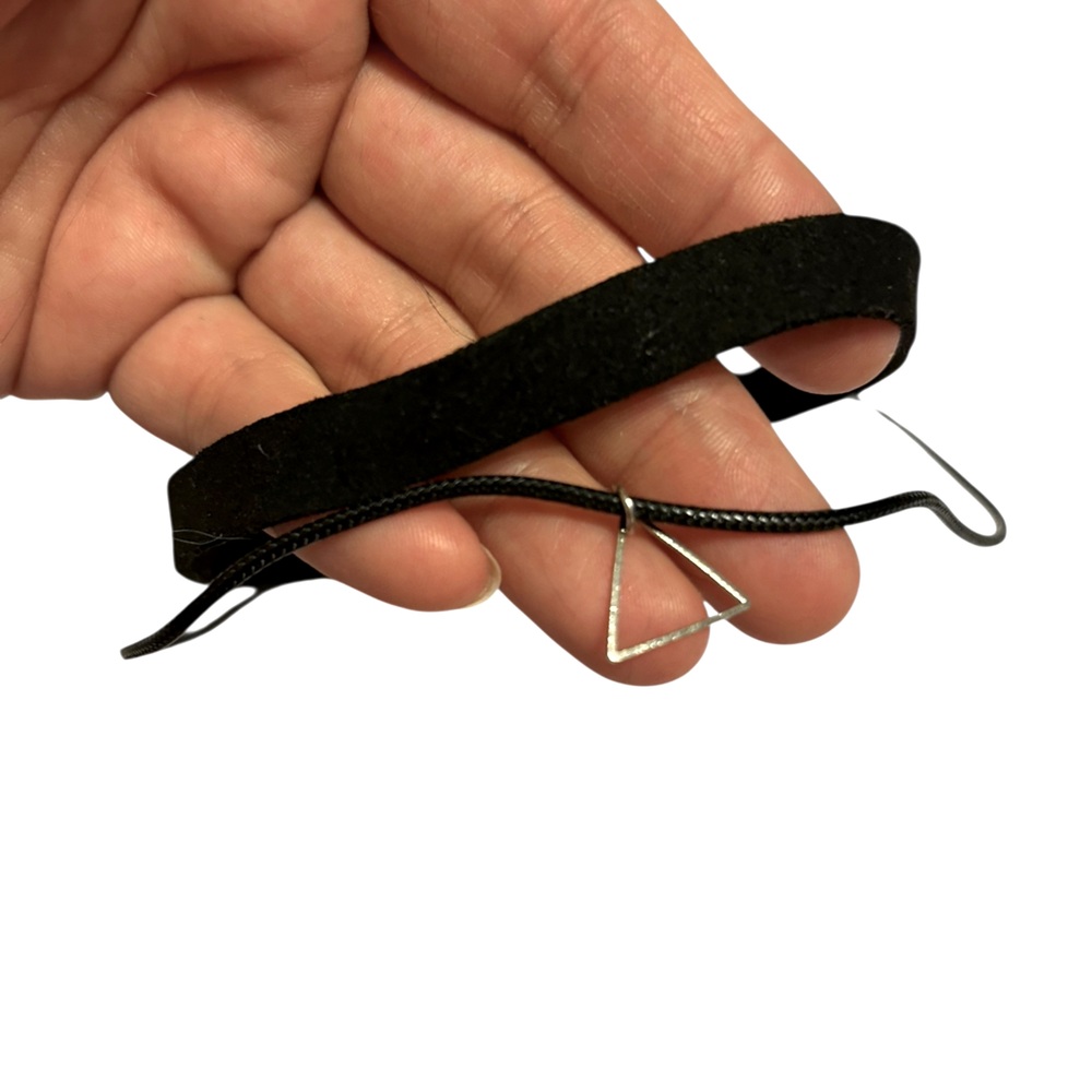 Black Banded Choker w Triangle Pendant on Cord